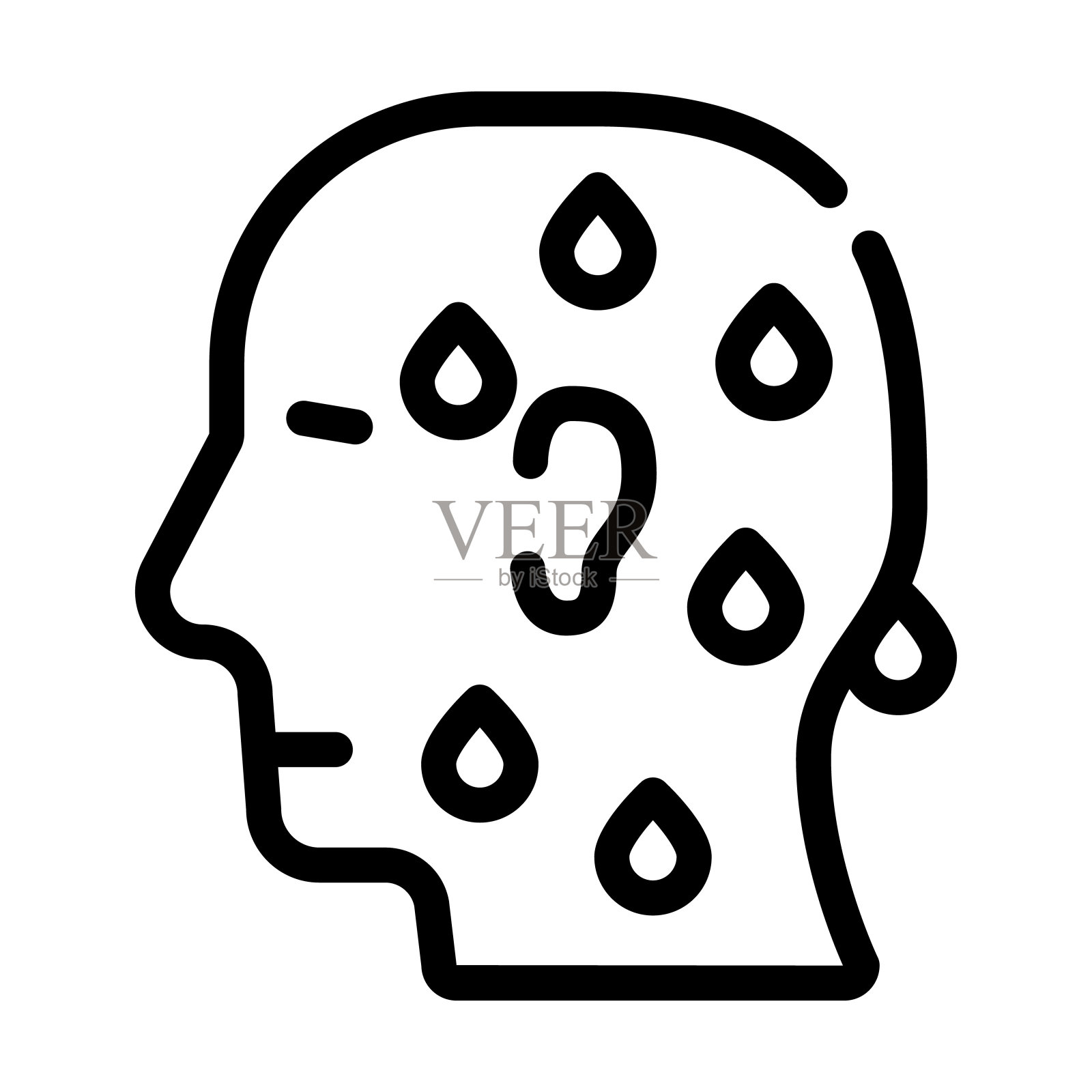 梗塞前，冷汗线图标矢量插图插画图片素材