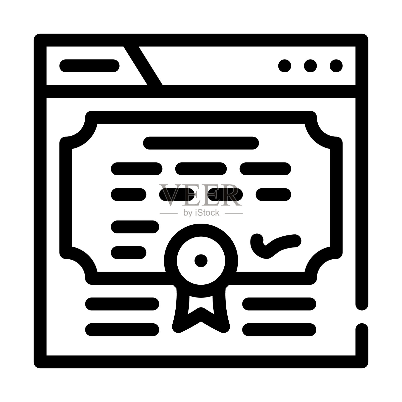 电子文凭线图标矢量插图插画图片素材