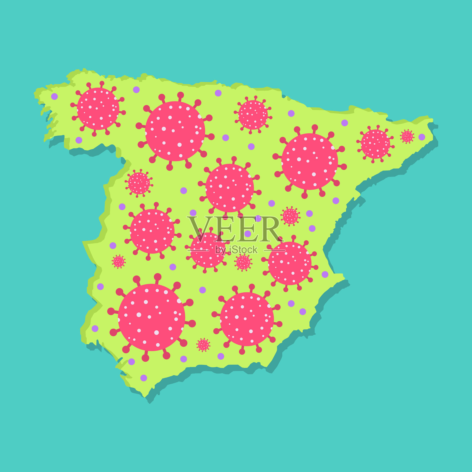 西班牙的病毒流行插画图片素材