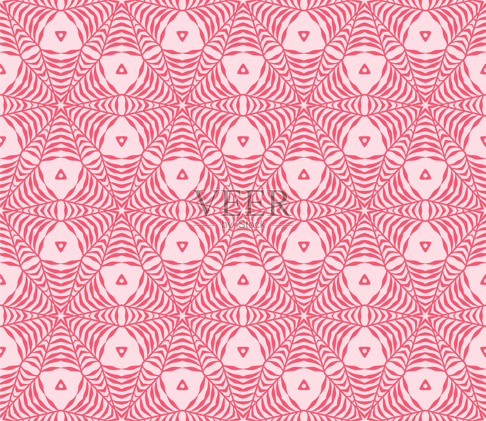 无缝模式与程式化的热带叶插画图片素材