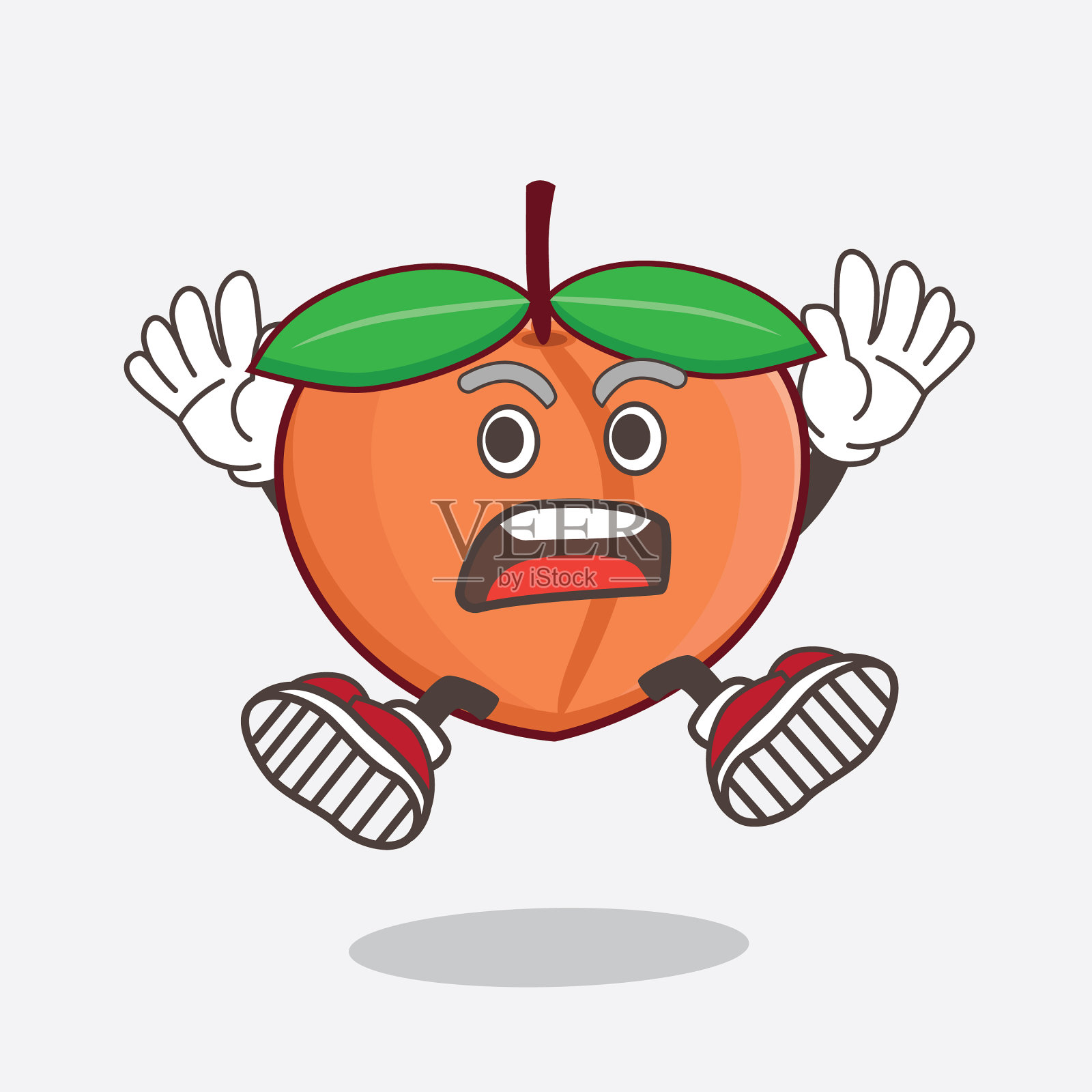 卡通吉祥物人物桃果实令人震惊插画图片素材