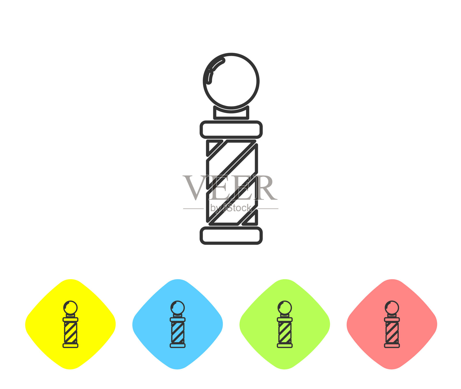 灰线经典理发店标杆图标孤立图标素材