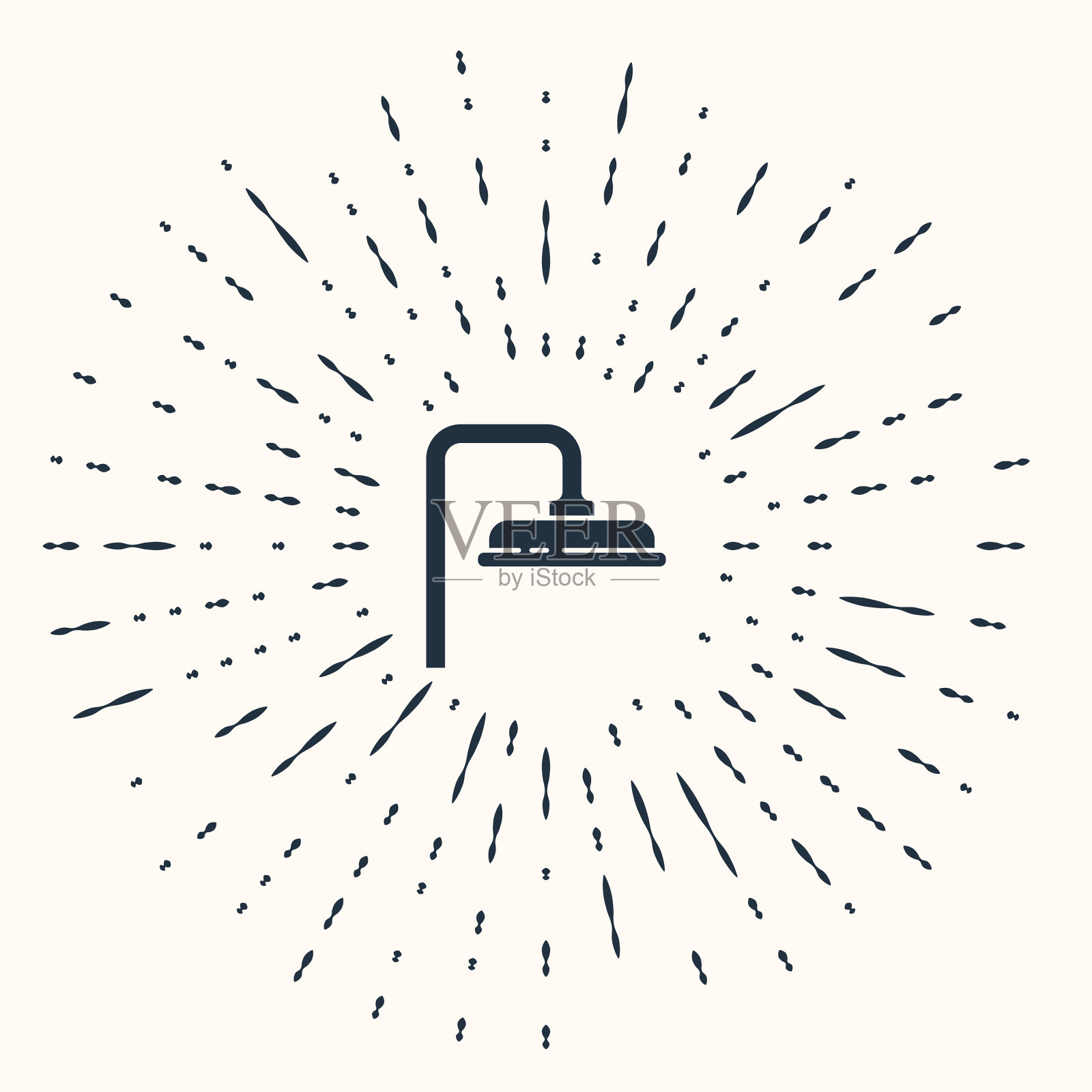 灰色莲蓬头上有水滴流动的图标插画图片素材