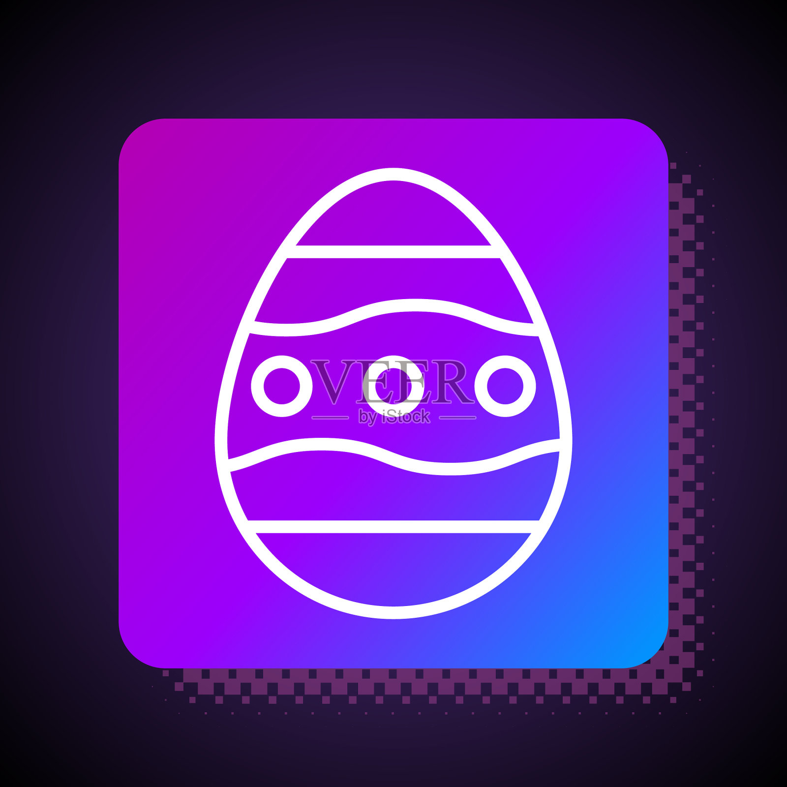 白色线复活节彩蛋图标孤立在黑色插画图片素材