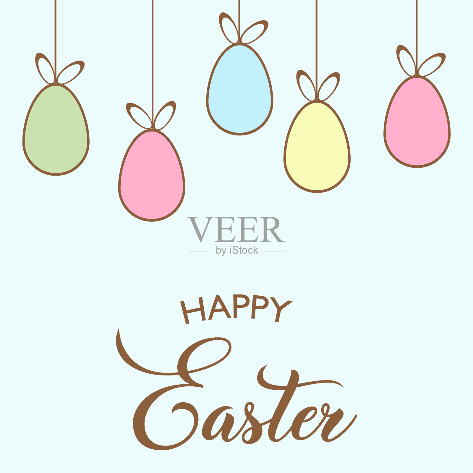 带有彩蛋的复活节快乐卡片插画图片素材