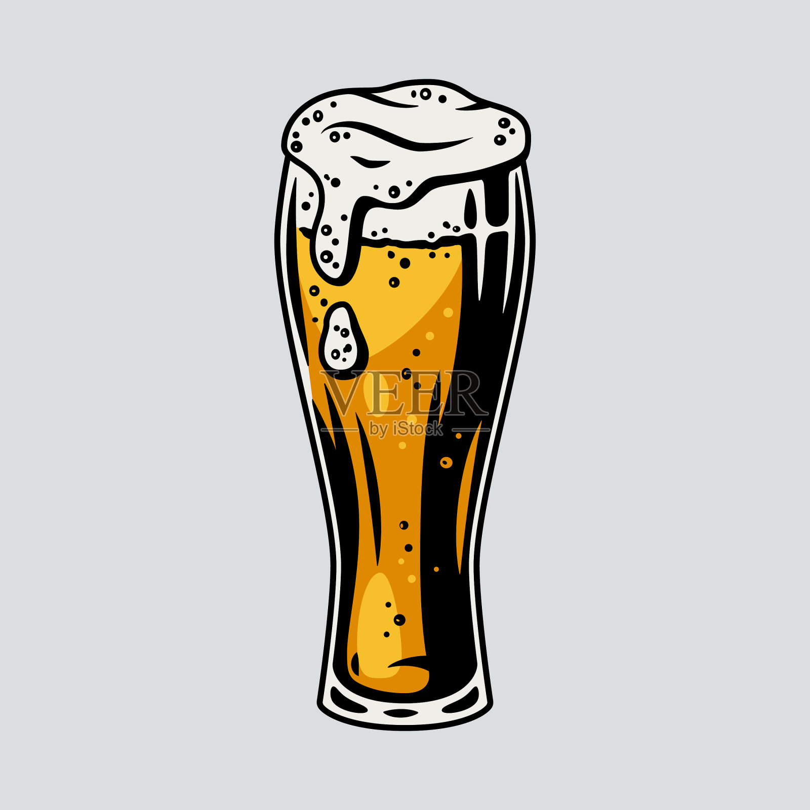 彩色啤酒杯和泡沫酒吧菜单插画图片素材