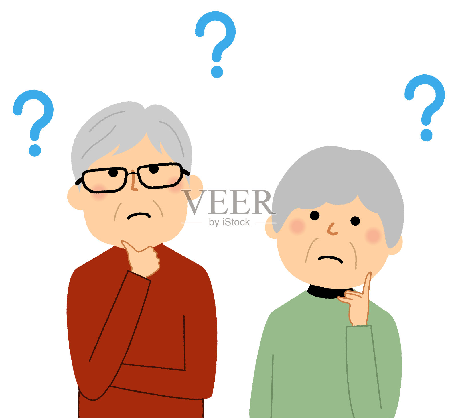 老夫妇想知道插画图片素材