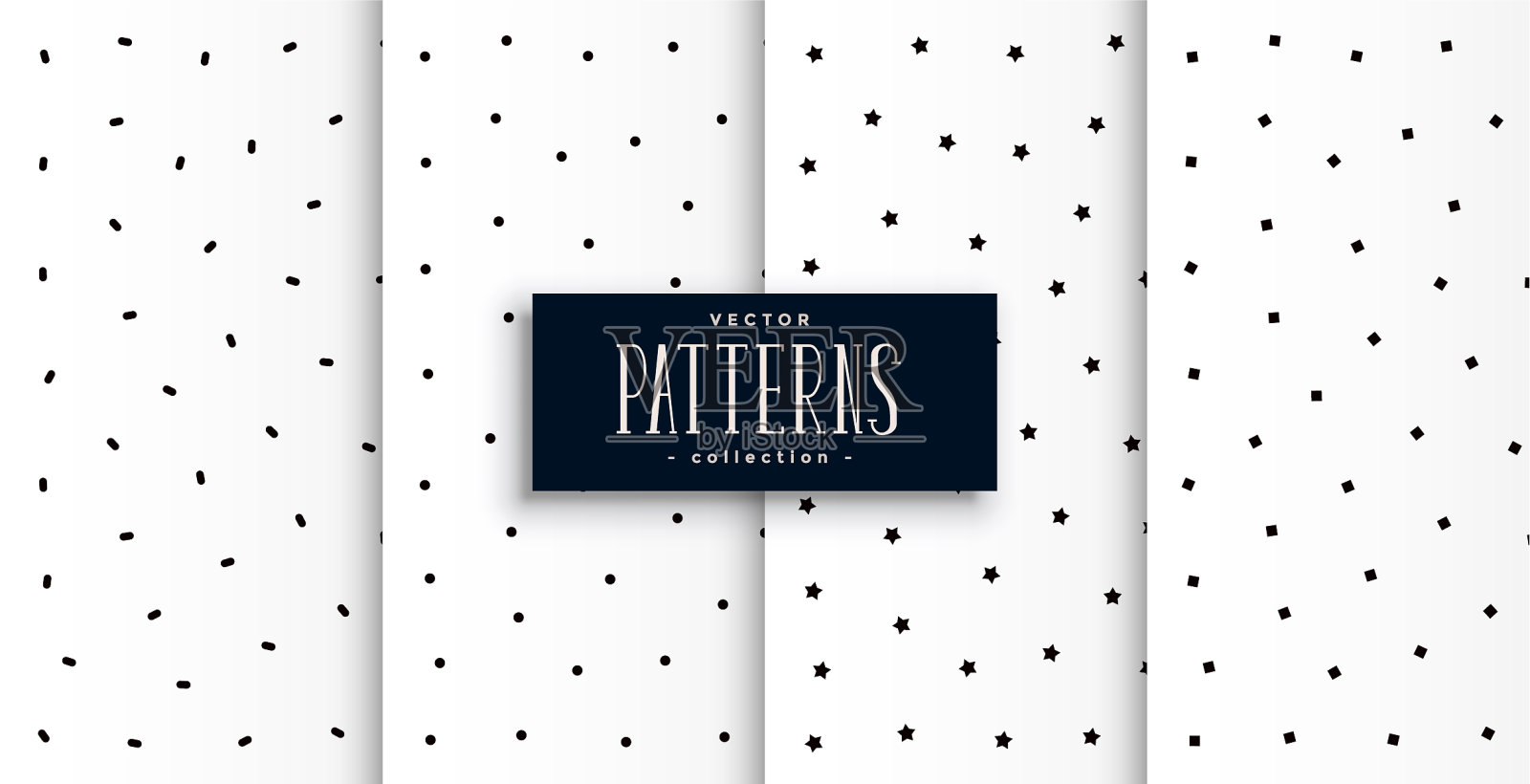 设置可爱的圆圈和星星图案联合国黑色插画图片素材