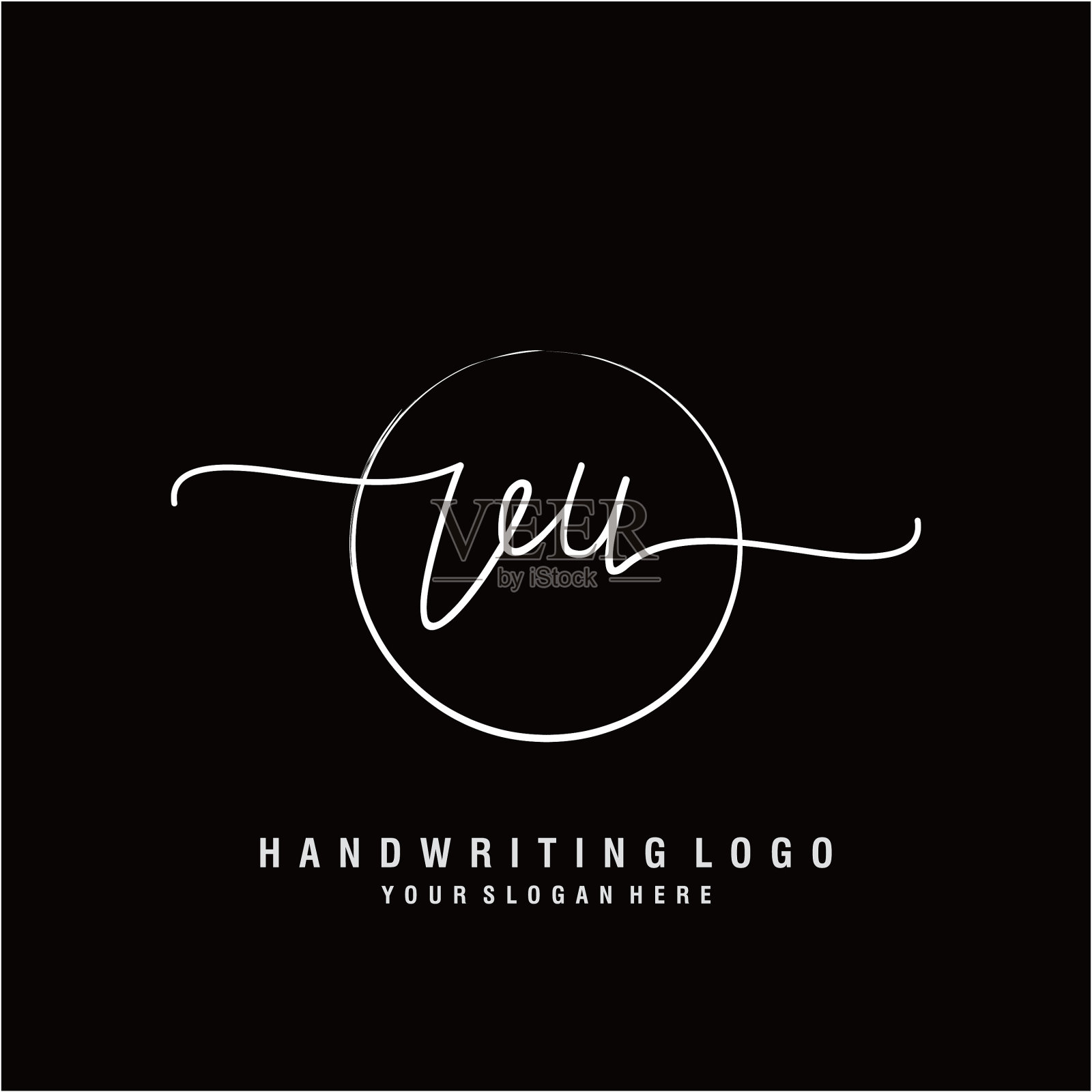 Vu初始手写logo设计插画图片素材