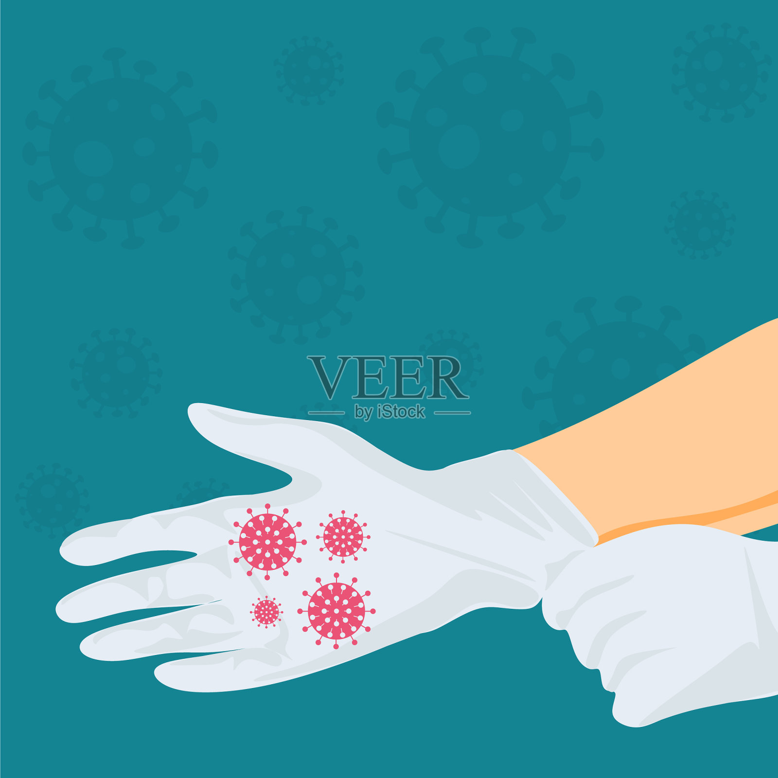 男性双手特写戴白色手术手套插画图片素材