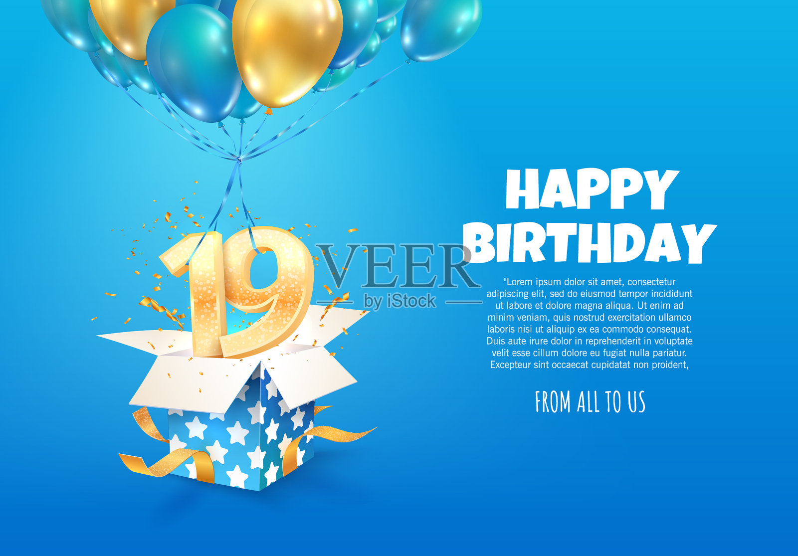 庆祝19岁生日插画图片素材