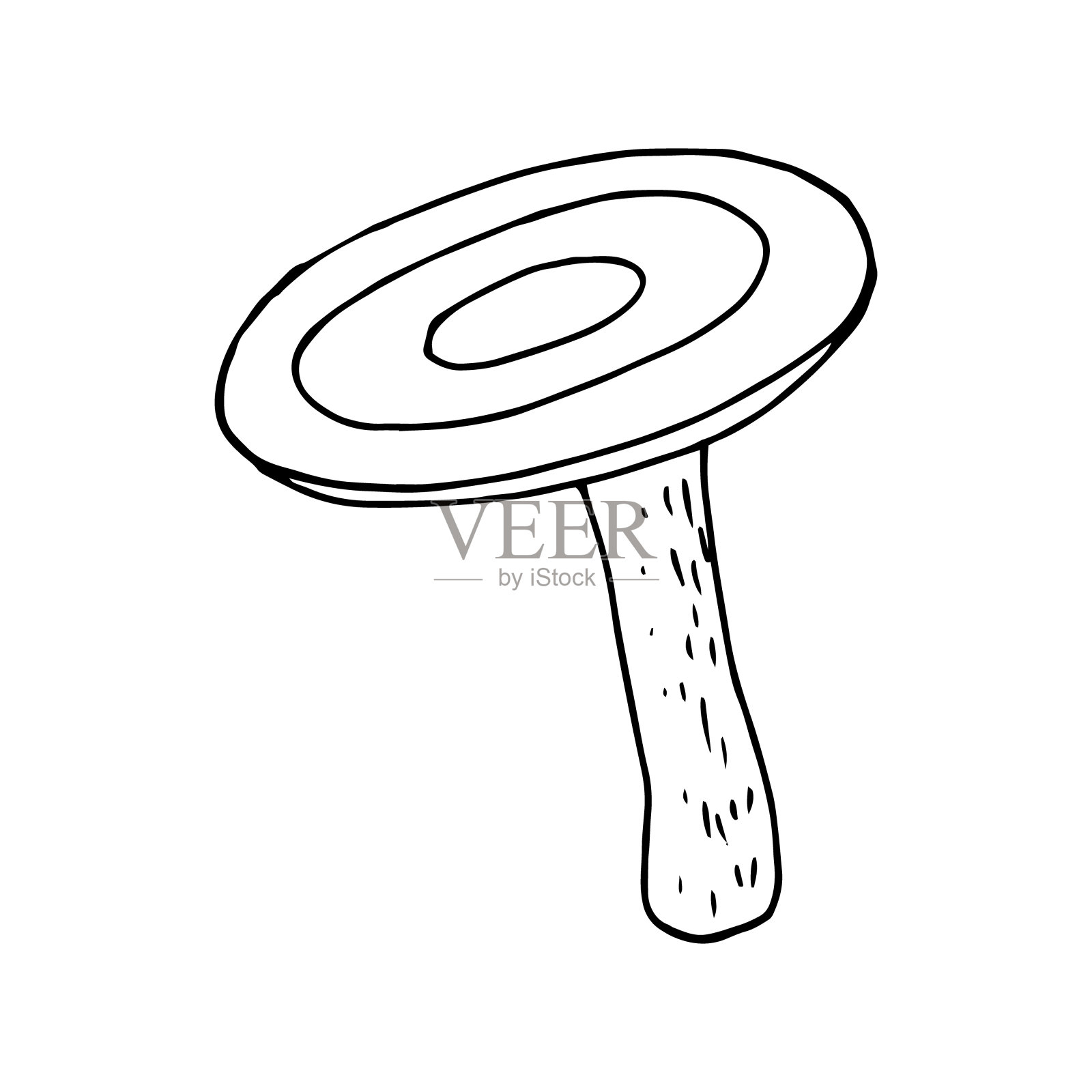 蘑菇红菇素描手绘涂鸦。图标，卡片，海报，矢量，单色。自然的食物。插画图片素材