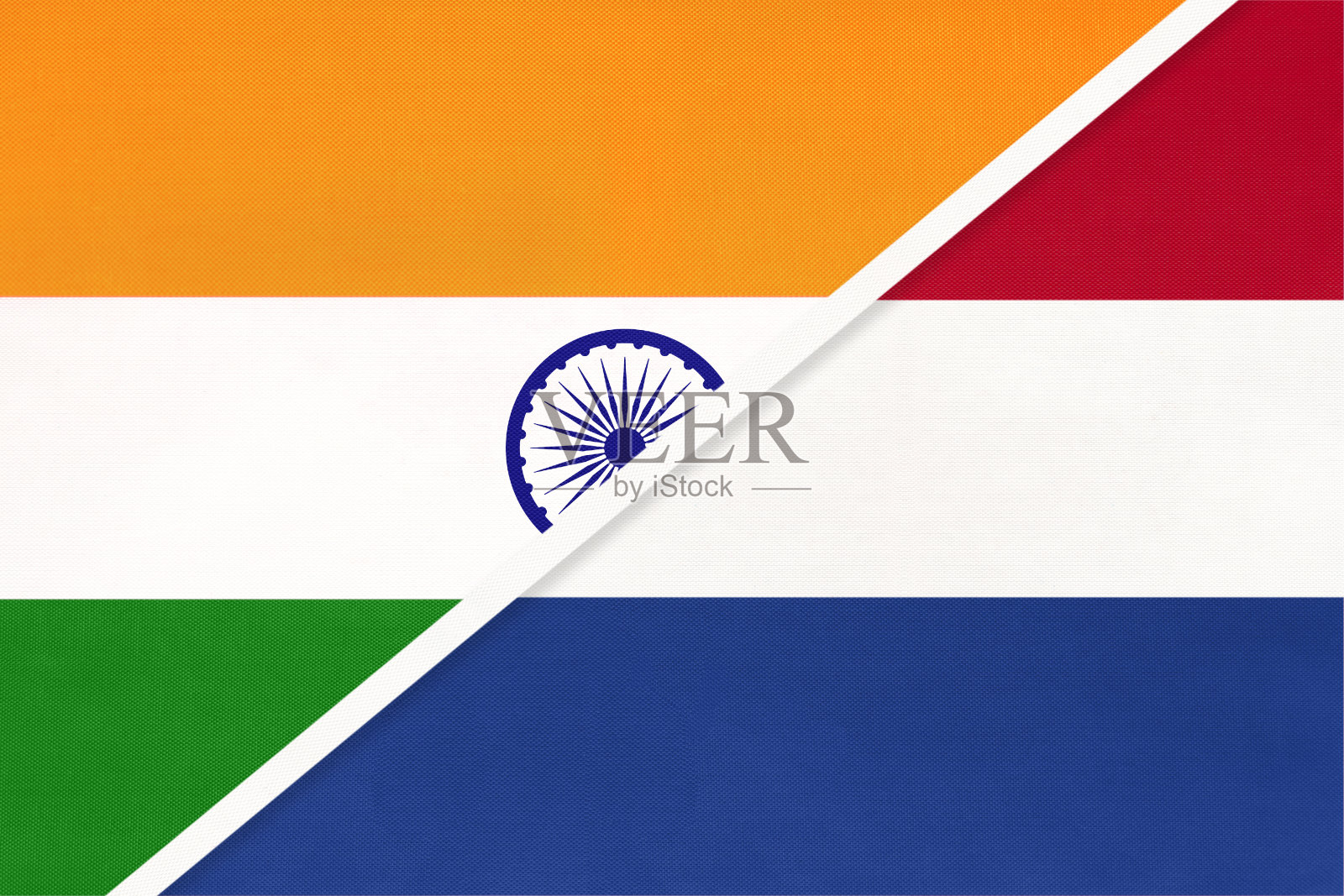 印度和荷兰或荷兰的国旗象征纺织品。插画图片素材