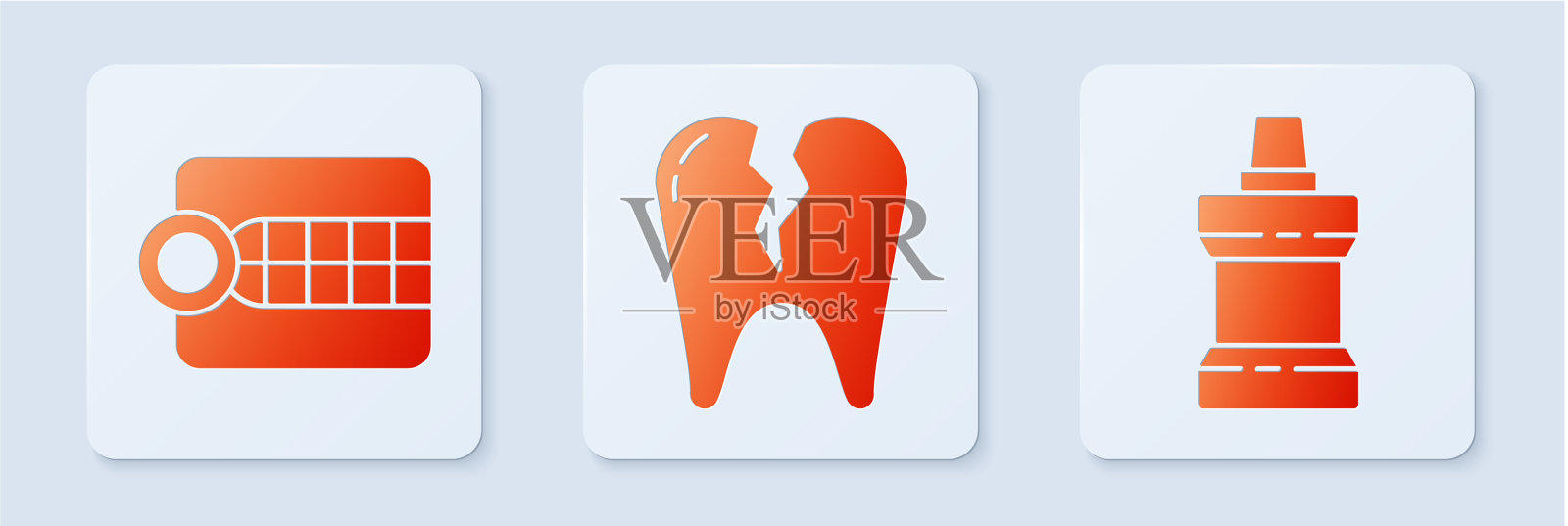 设置断牙模型和漱口水图标素材