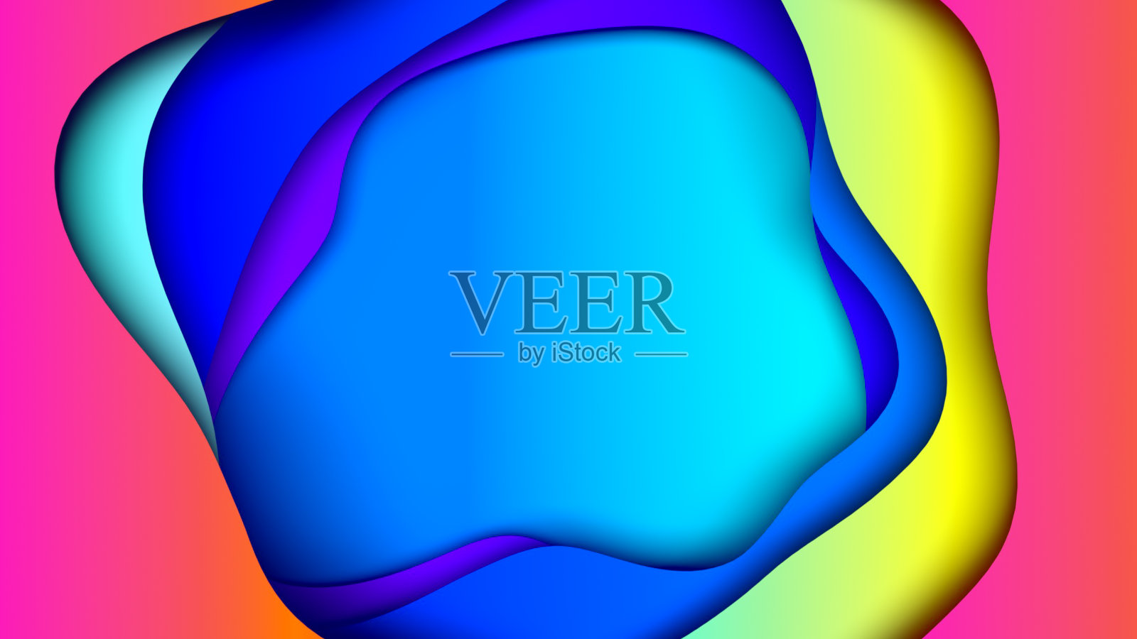 抽象的彩色背景与多层不同梯度的波面。副本的空间。儿童的背景。三维演示照片摄影图片