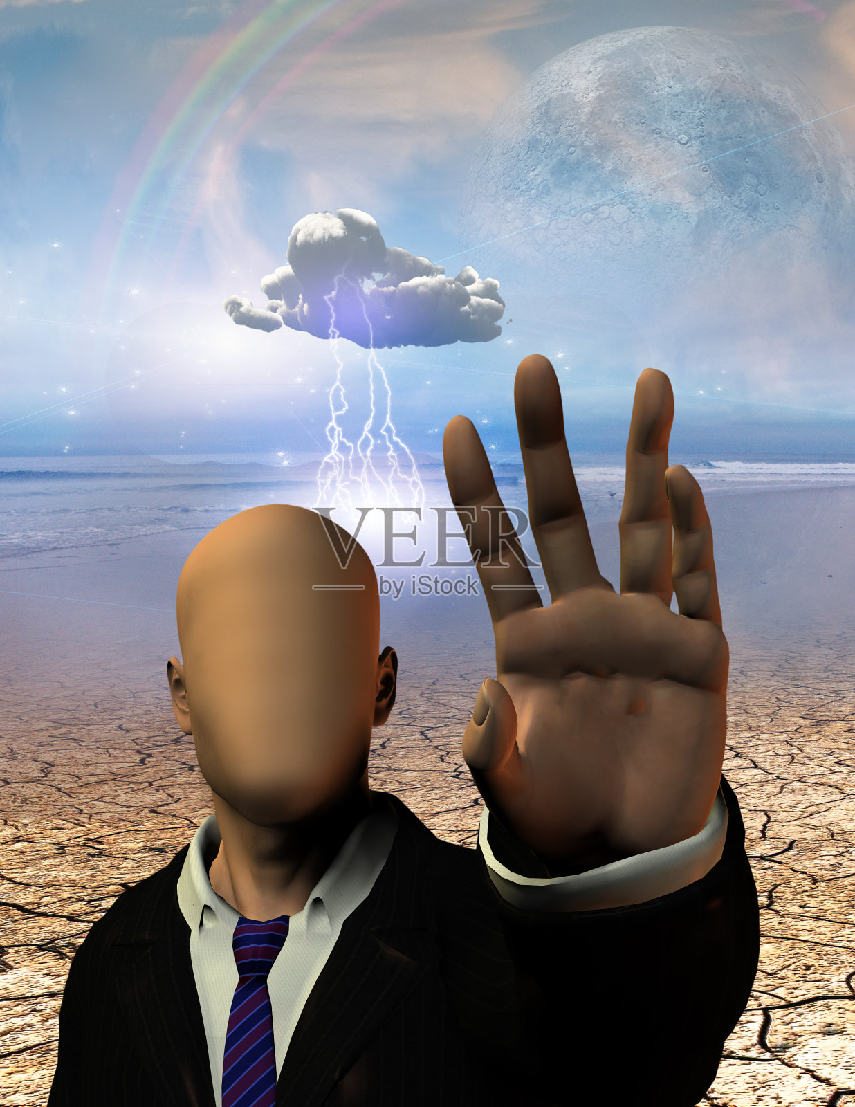 超现实风景中的无名人物照片摄影图片