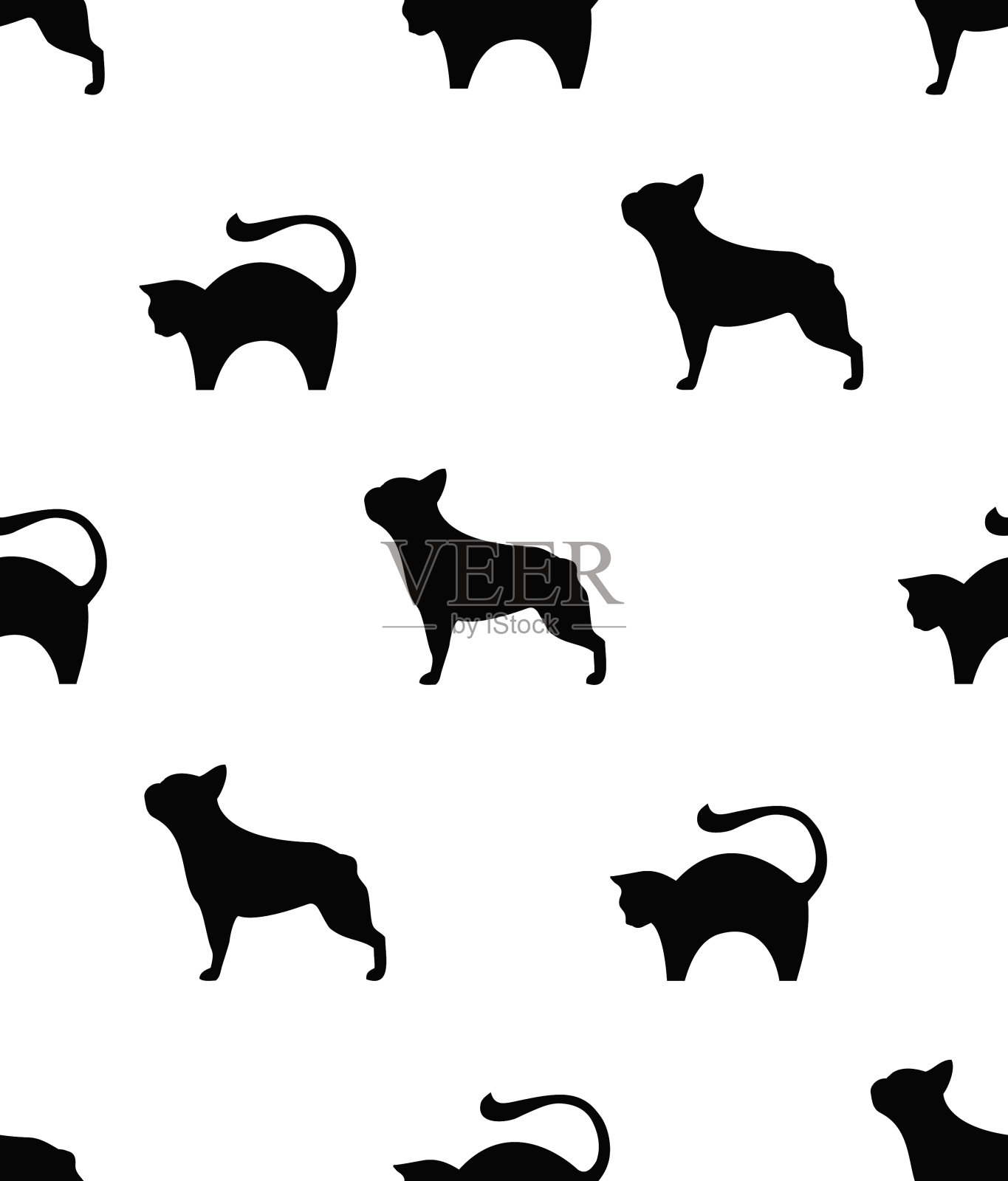 最小动物无缝图案插画图片素材