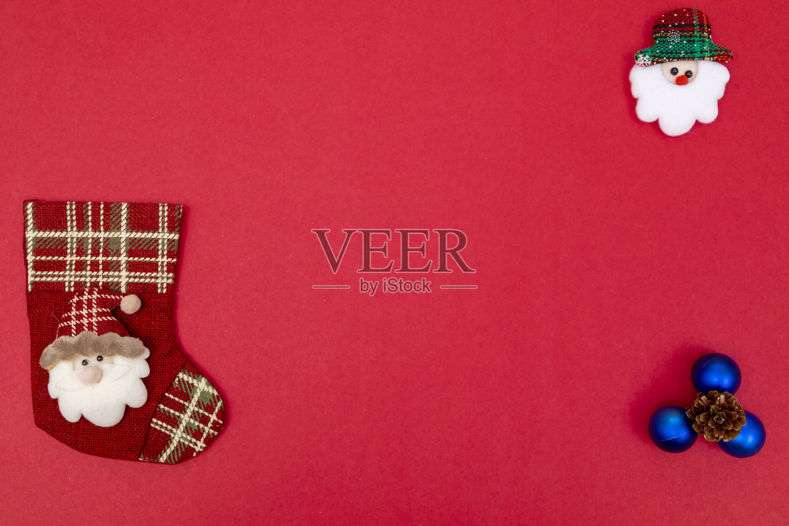 圣诞节的背景。顶部视图与复制空间照片摄影图片