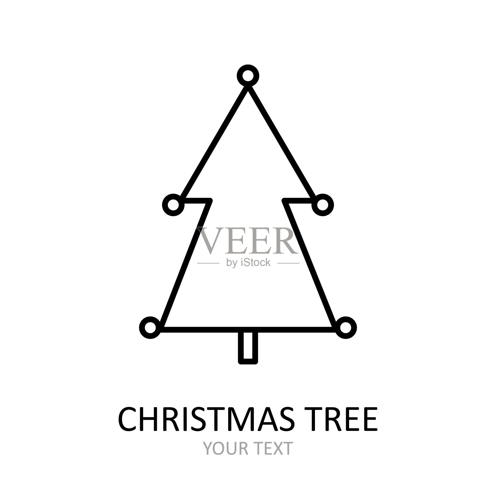 矢量轮廓图标与圣诞树与玩具。插画图片素材