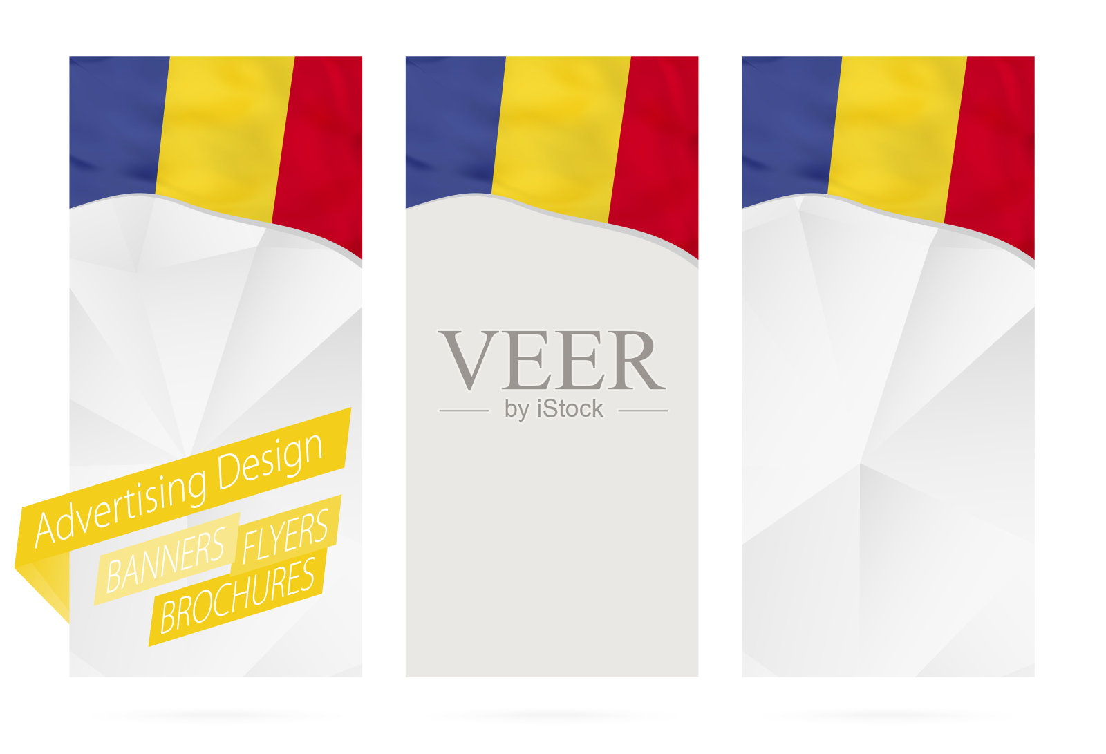 设计带有罗马尼亚国旗的横幅、传单、小册子。插画图片素材