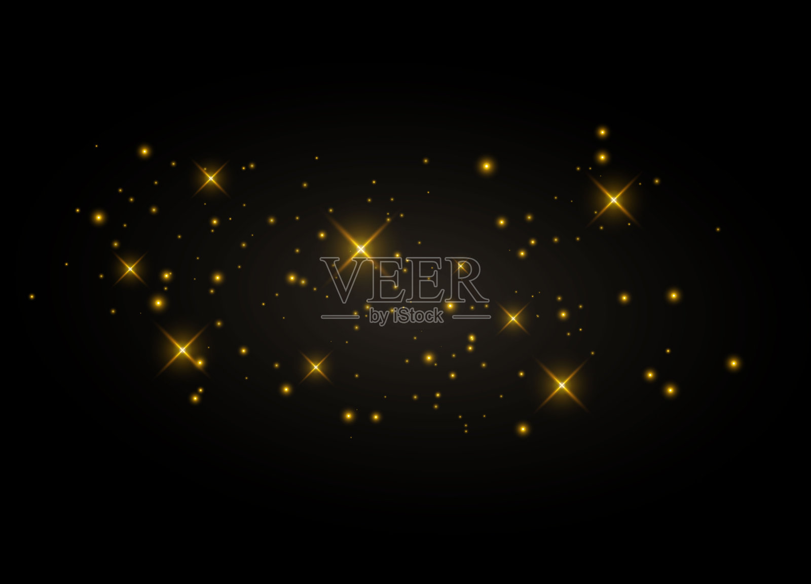 尘埃发出火花，金色的星星发出特殊的光芒。闪闪发光的神奇尘埃颗粒。矢量图设计元素图片