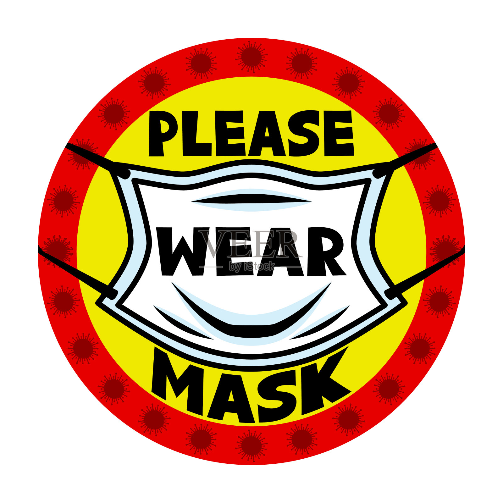 圆形标志请戴口罩。插画图片素材