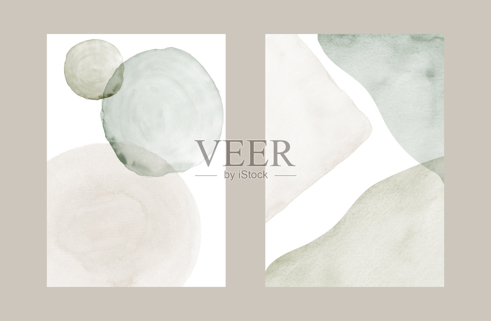 创意的最小艺术与水彩手绘墙壁收集插画图片素材