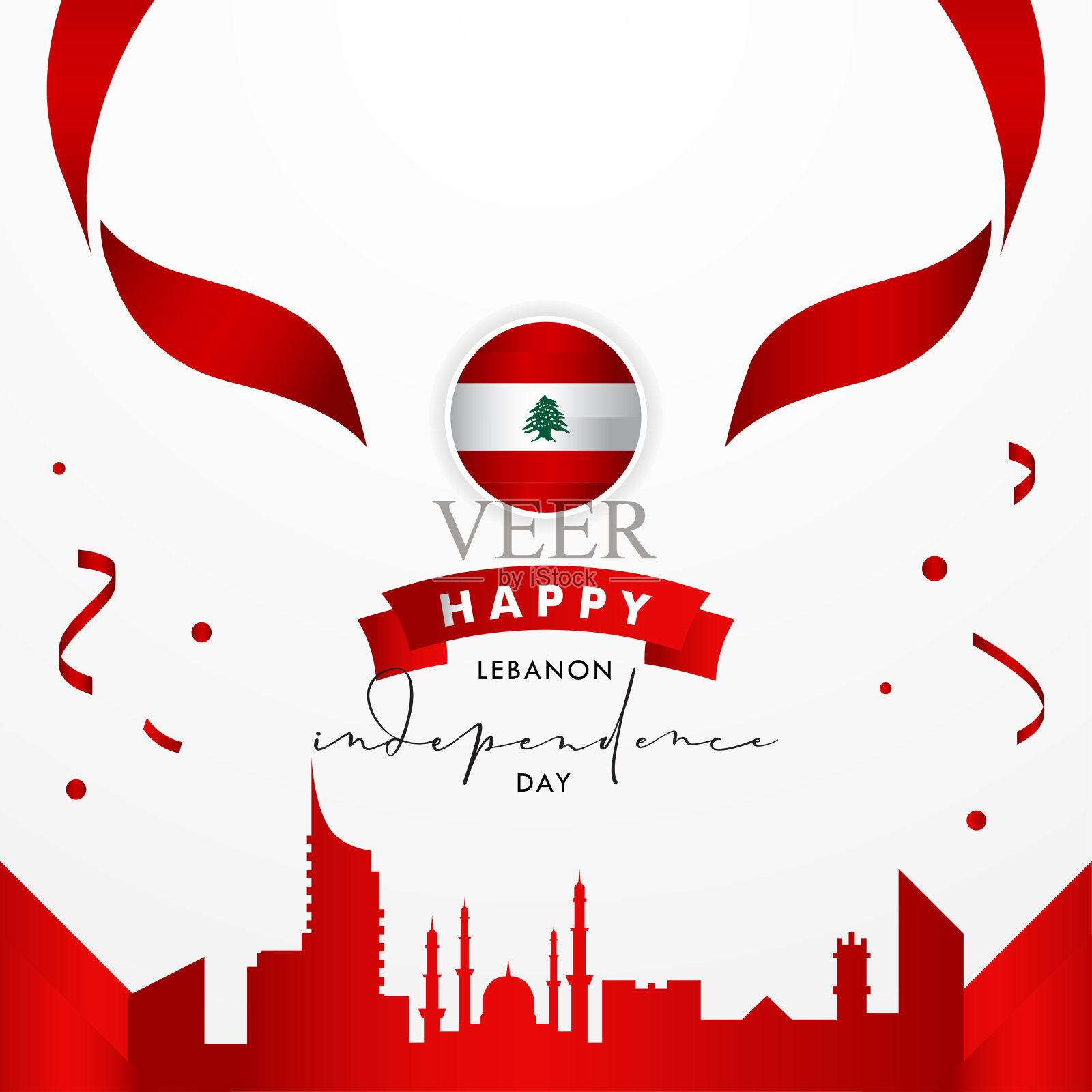 黎巴嫩独立日矢量设计插图的横幅和背景插画图片素材