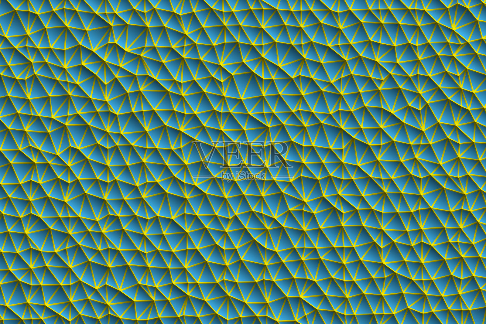 多边形蓝色和黄色马赛克背景。摘要低多边形矢量插图。三角图案半色调风格。模板几何商业设计与三角形海报，横幅。插画图片素材