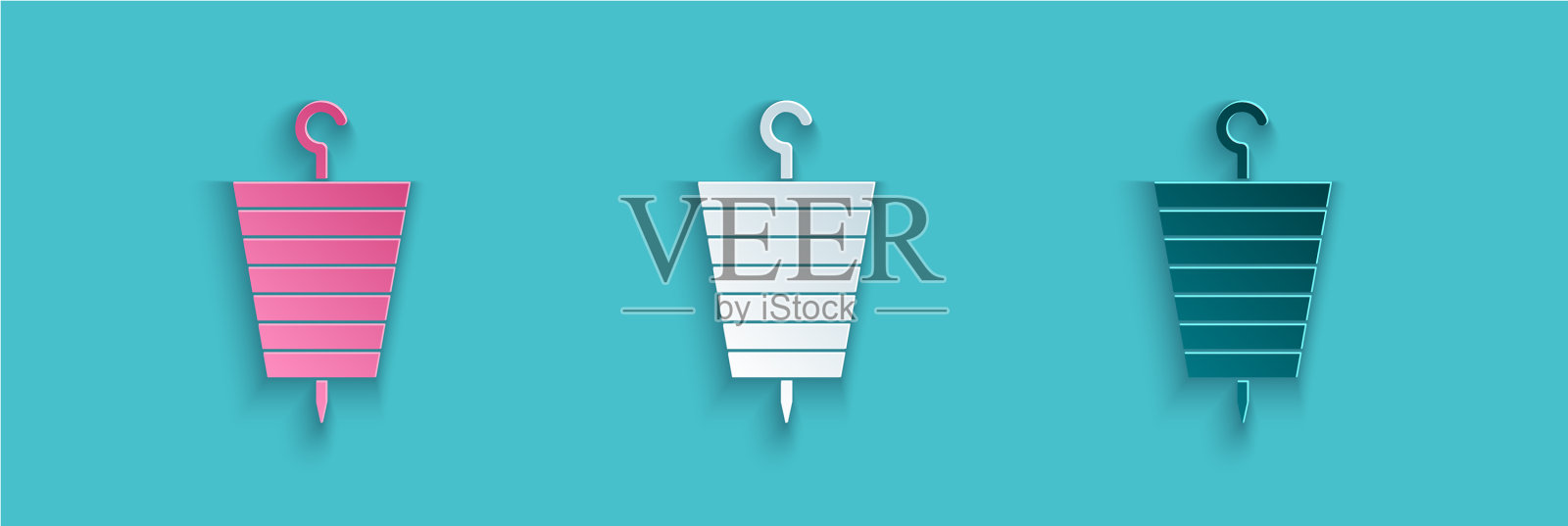 纸切烤肉串上串棍图标插画图片素材