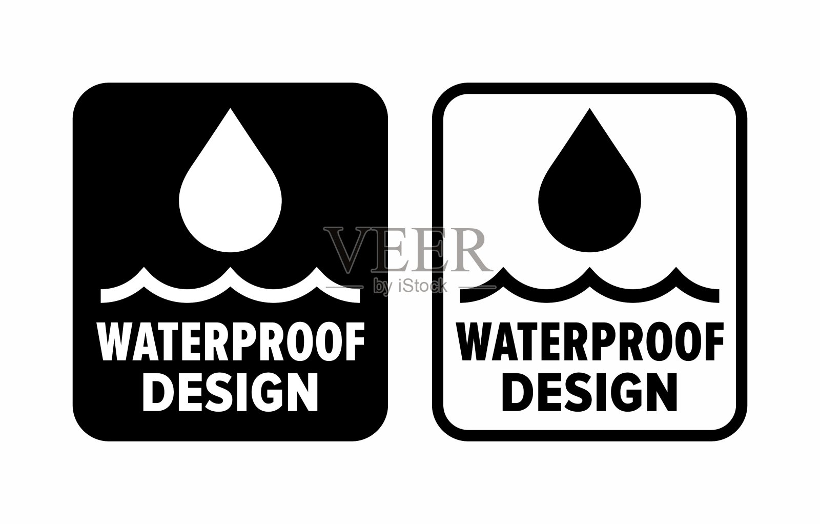 “防水设计”及技术信息标志插画图片素材