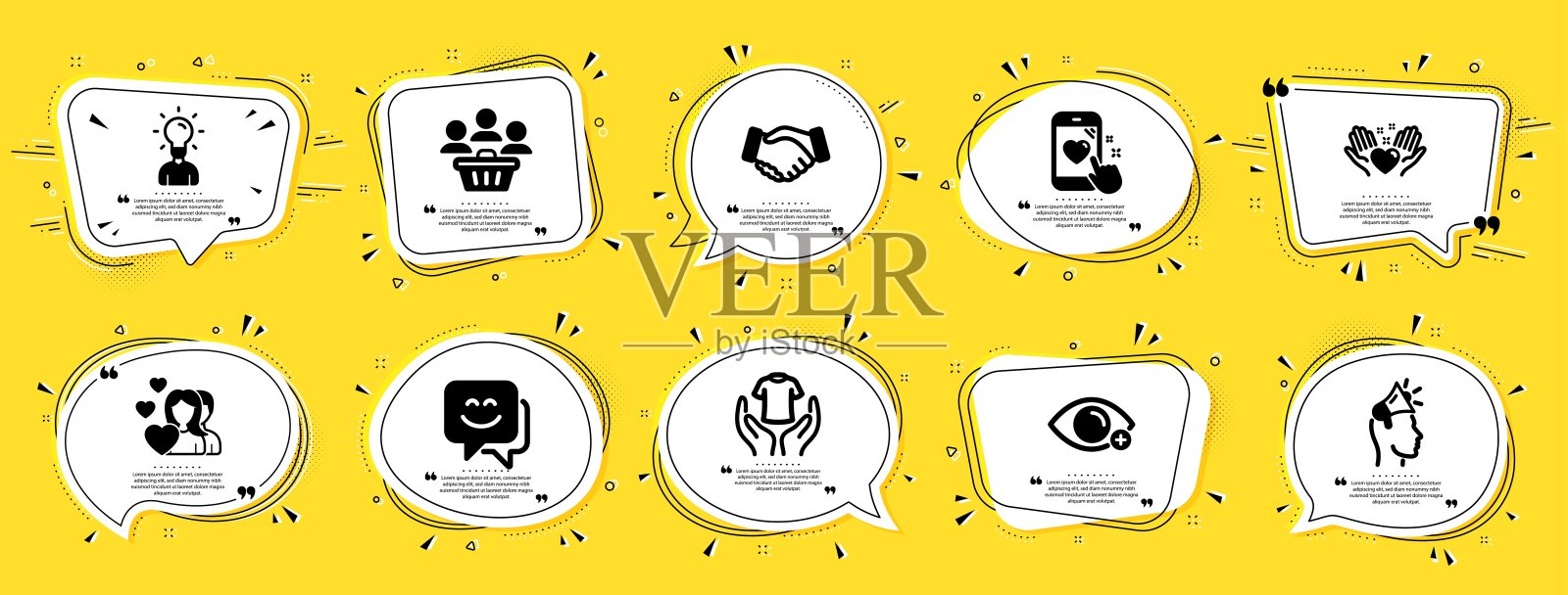 人的图标集。包括作为品牌大使的图标，Hold t恤，教育标志。向量插画图片素材