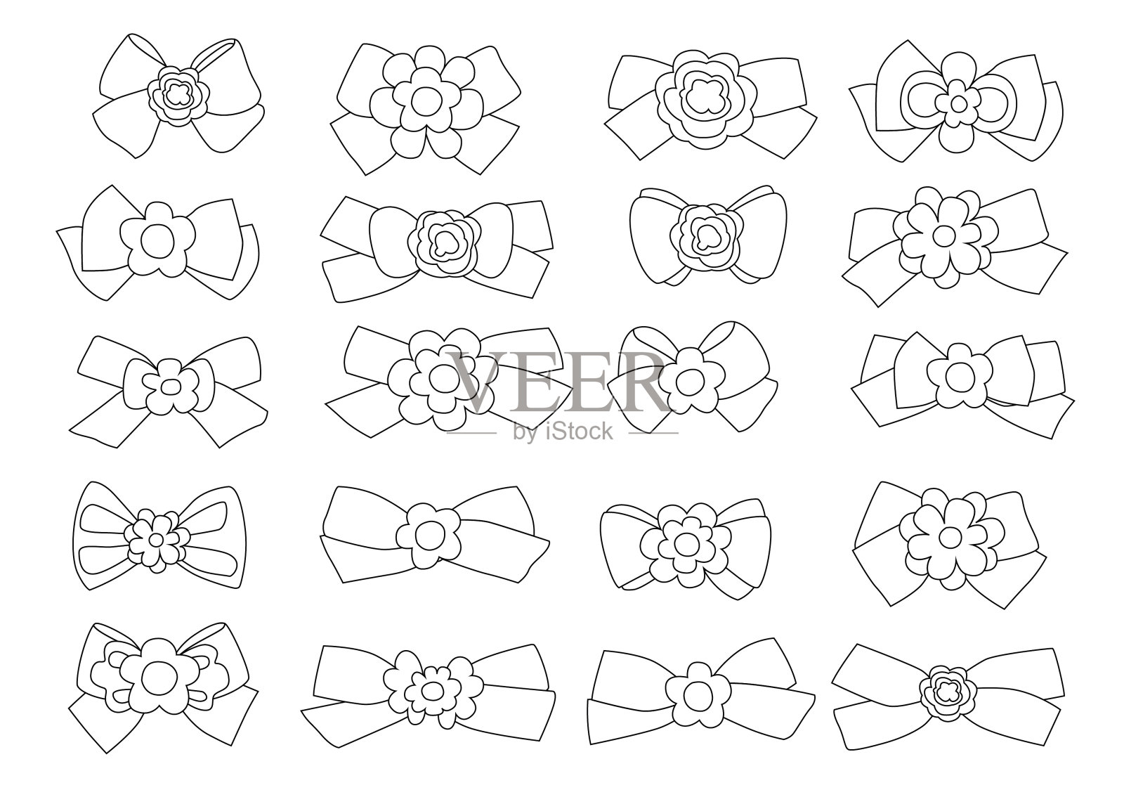 弓线设计黑白在白色背景上的插图矢量设计元素图片