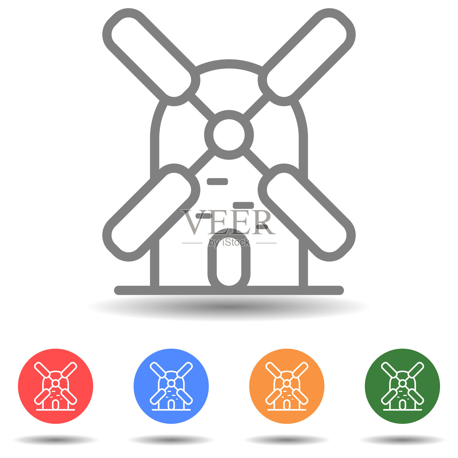农场风车矢量设计元素图片