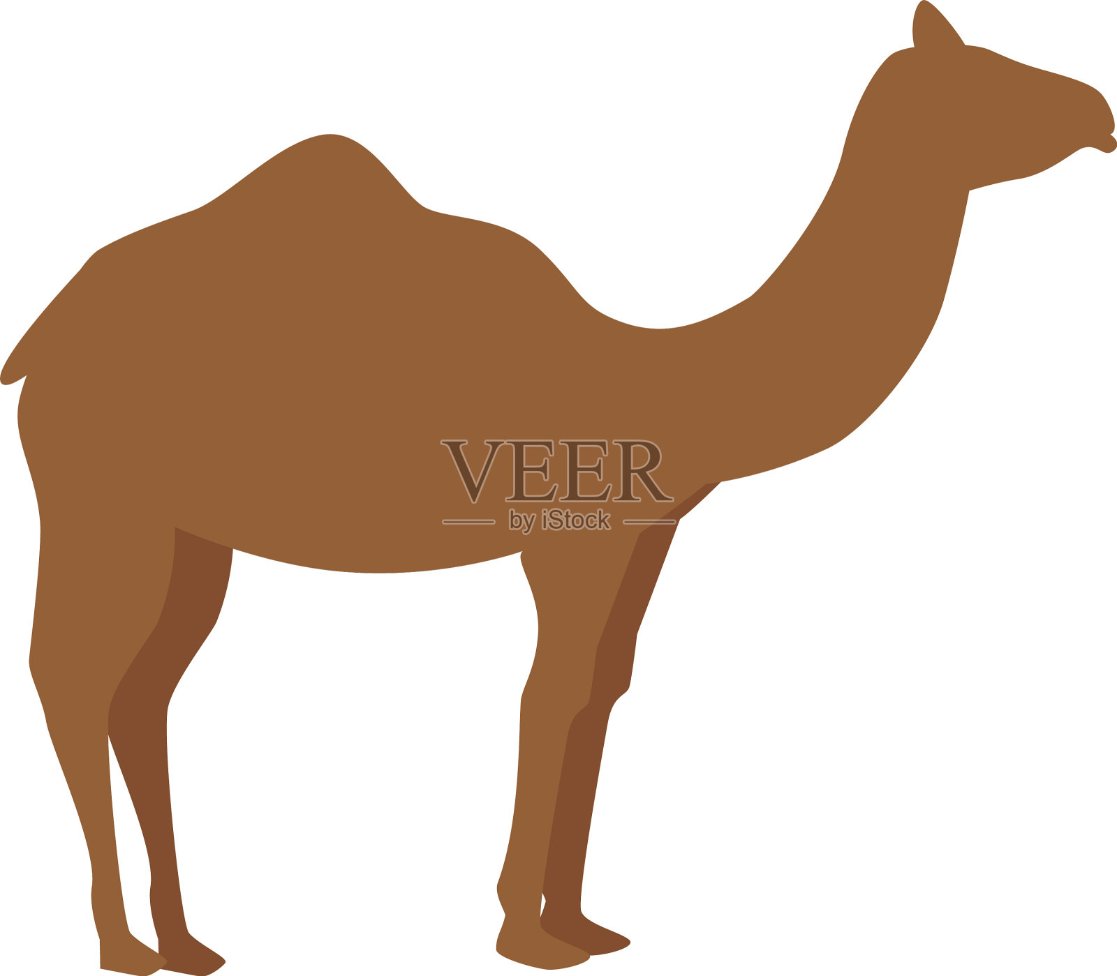 在白色行走姿势的剪影骆驼设计元素图片