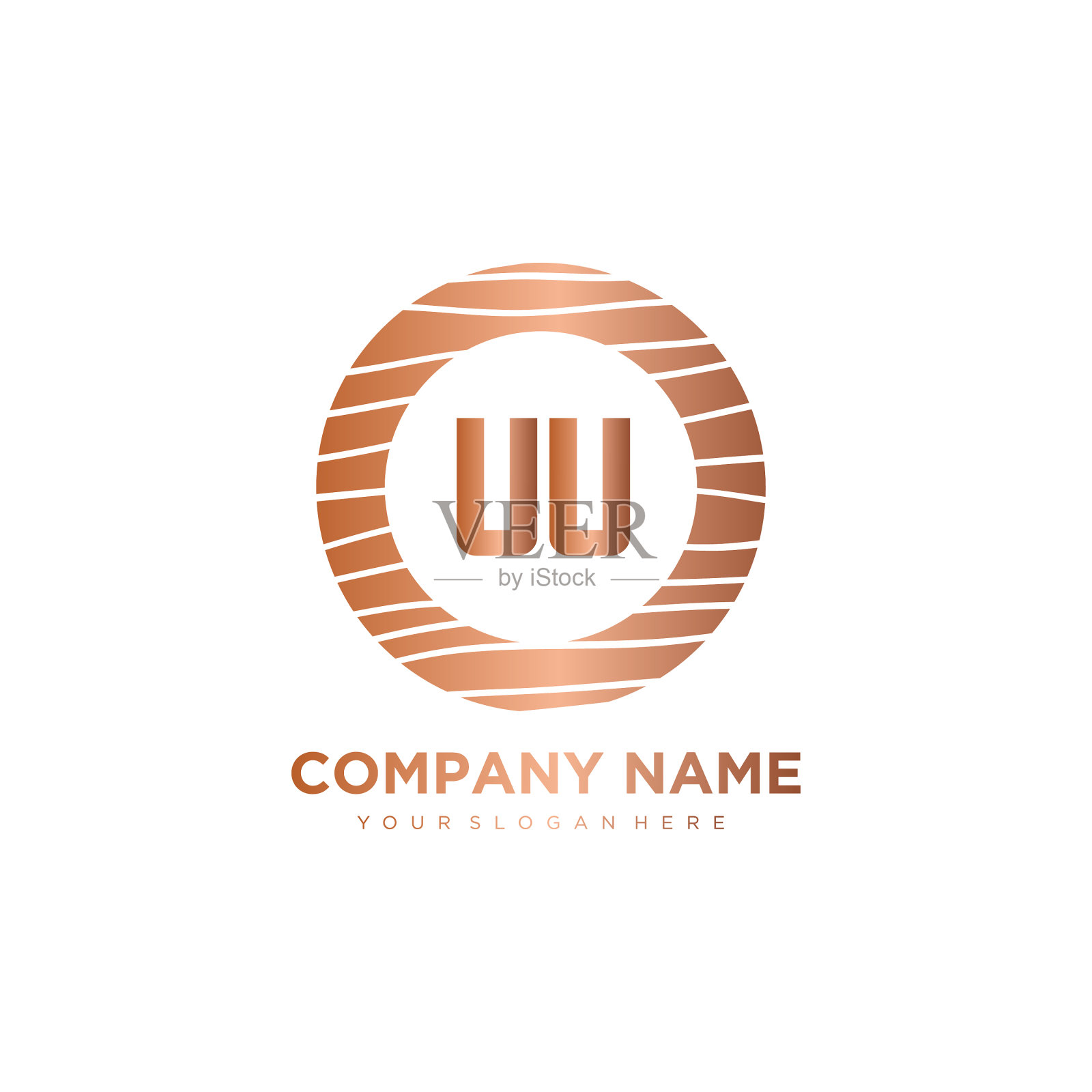 Uu首字母圆木标志模板插画图片素材