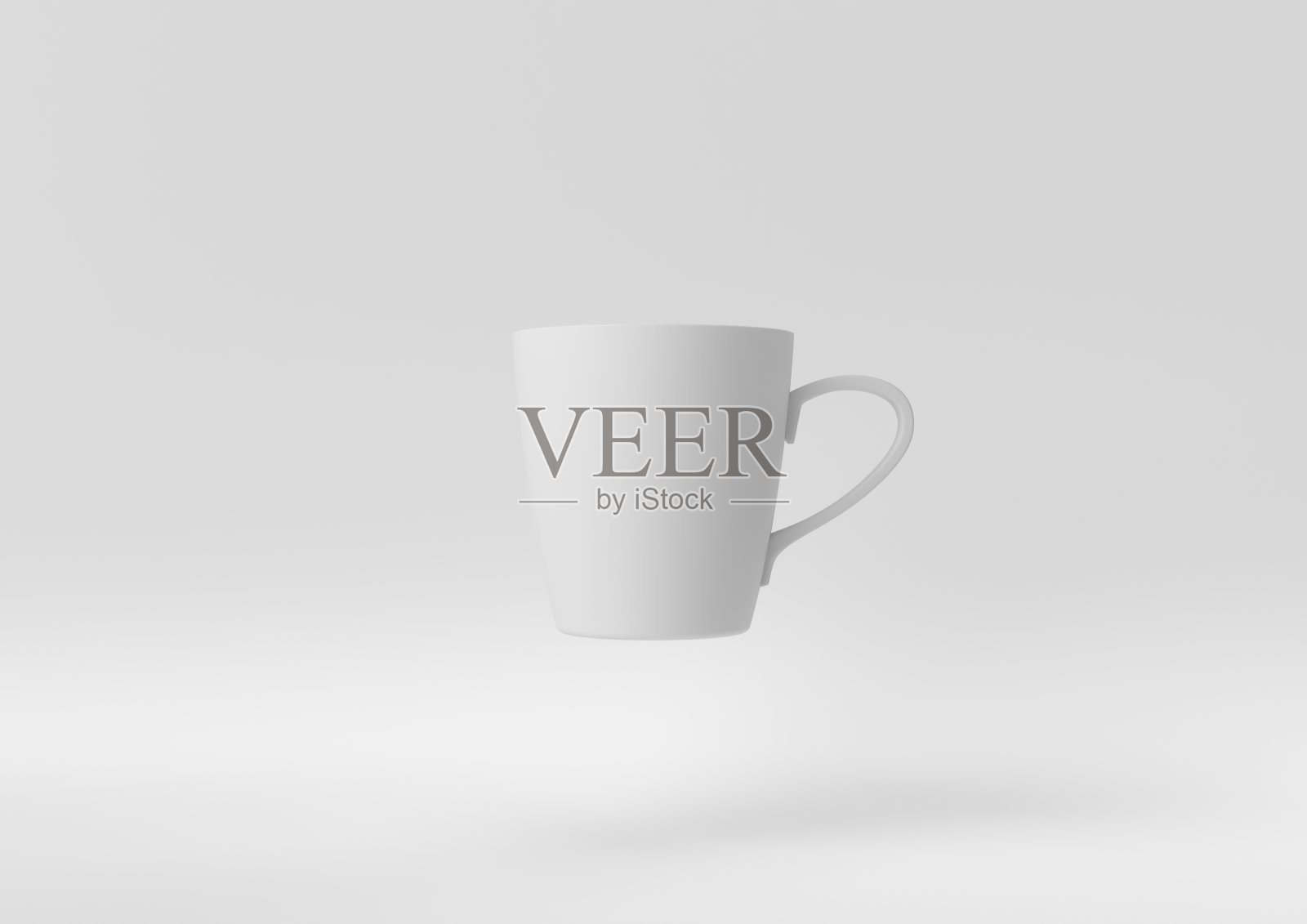 创造性的最小的纸的想法。概念白色杯与白色背景。3d渲染，3d插图。照片摄影图片