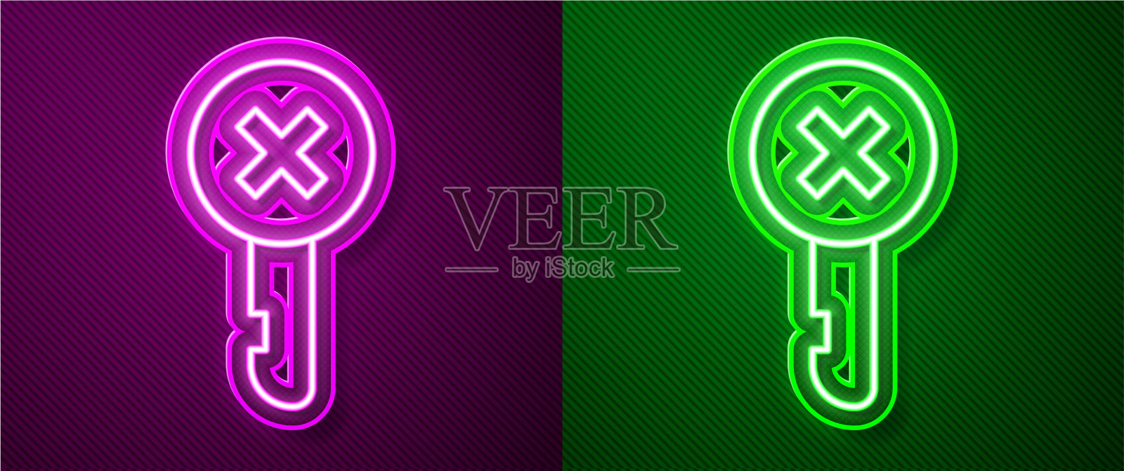 发光的霓虹灯线错误的键图标隔离上插画图片素材