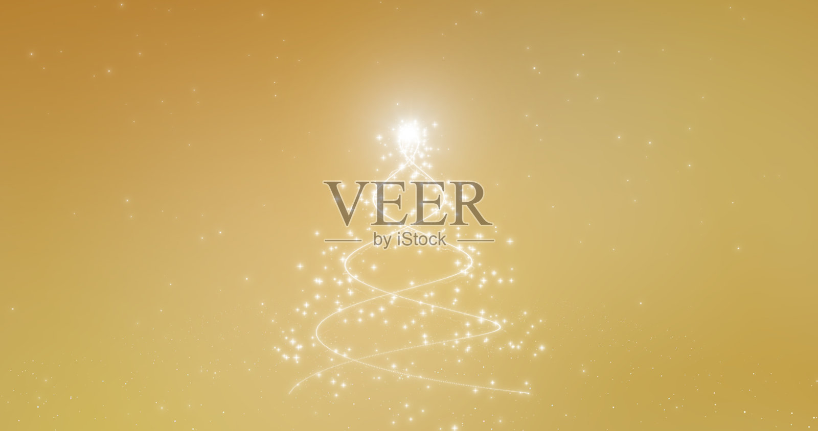 仿空间动态圣诞树为寒冷的冬季新年圣诞佳节装饰庆祝以黑色背景覆盖和豪华的金色，绿色主题以白色闪亮的星星和雪花，雪花闪耀照片摄影图片