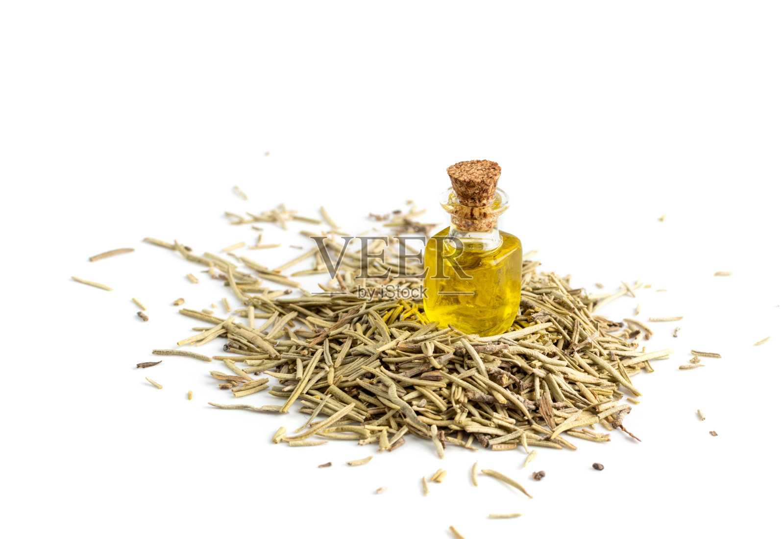 迷迭香精油，酊剂或小瓶萃取物照片摄影图片