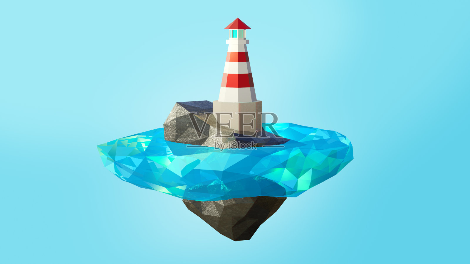 动画灯塔塔岛低多边形照片摄影图片