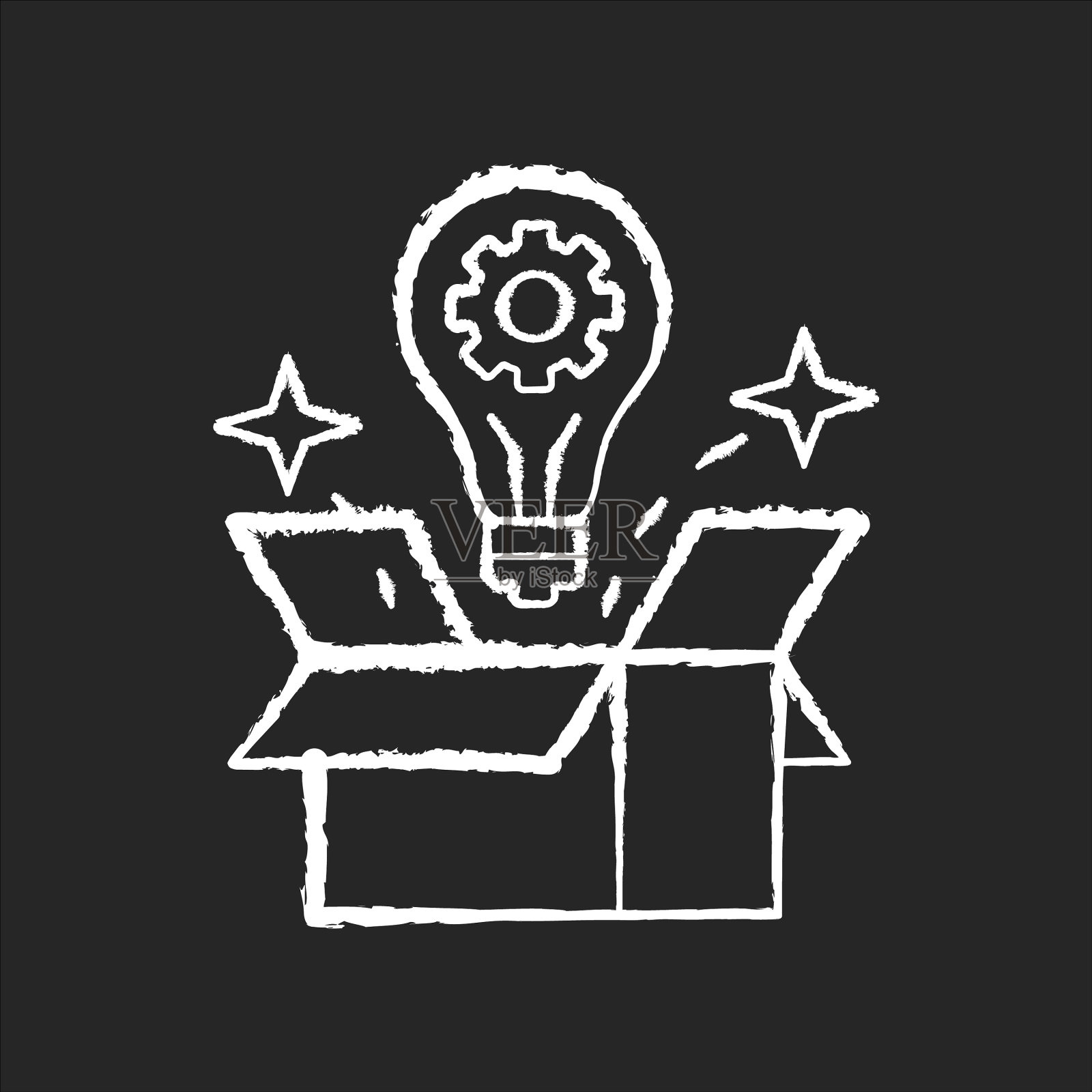 创造性的解决方案粉笔白色的图标上的黑色插画图片素材