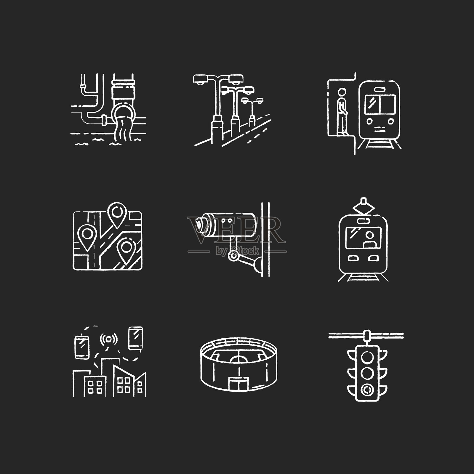 公共服务条例粉笔白色图标设置图标素材