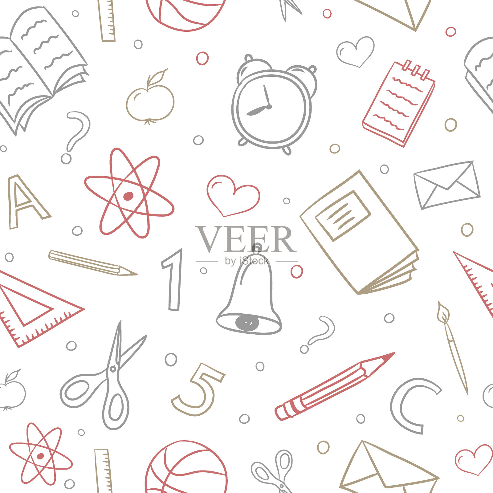 回到学校。有趣的涂鸦背景。向量插画图片素材