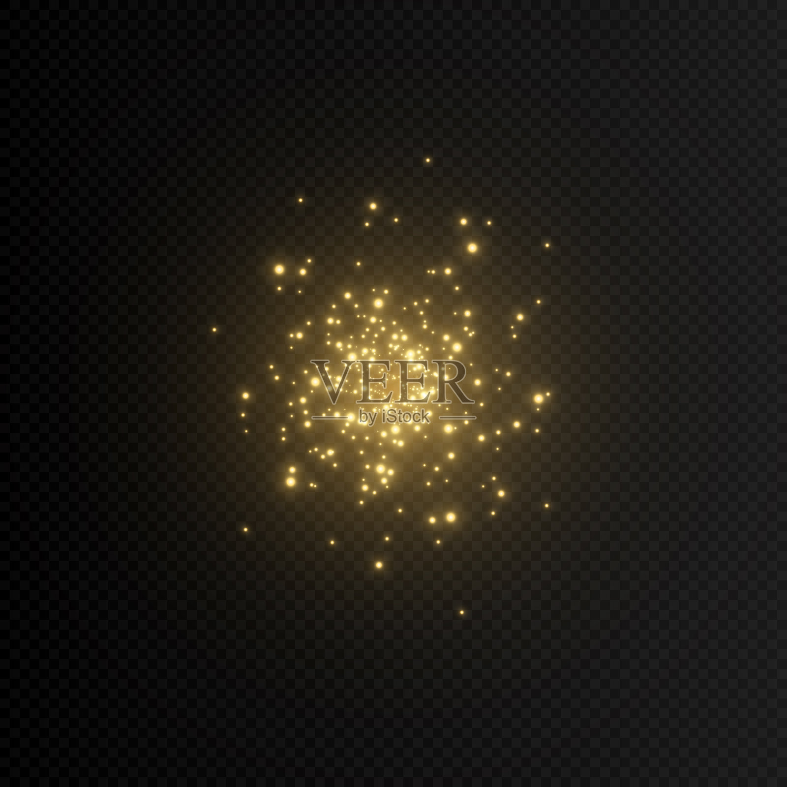 向量金粉。火花的闪光。闪光，星星，尘埃。闪烁着金色的火花，星星。神奇的光芒。隔离灰尘。PNG。插画图片素材