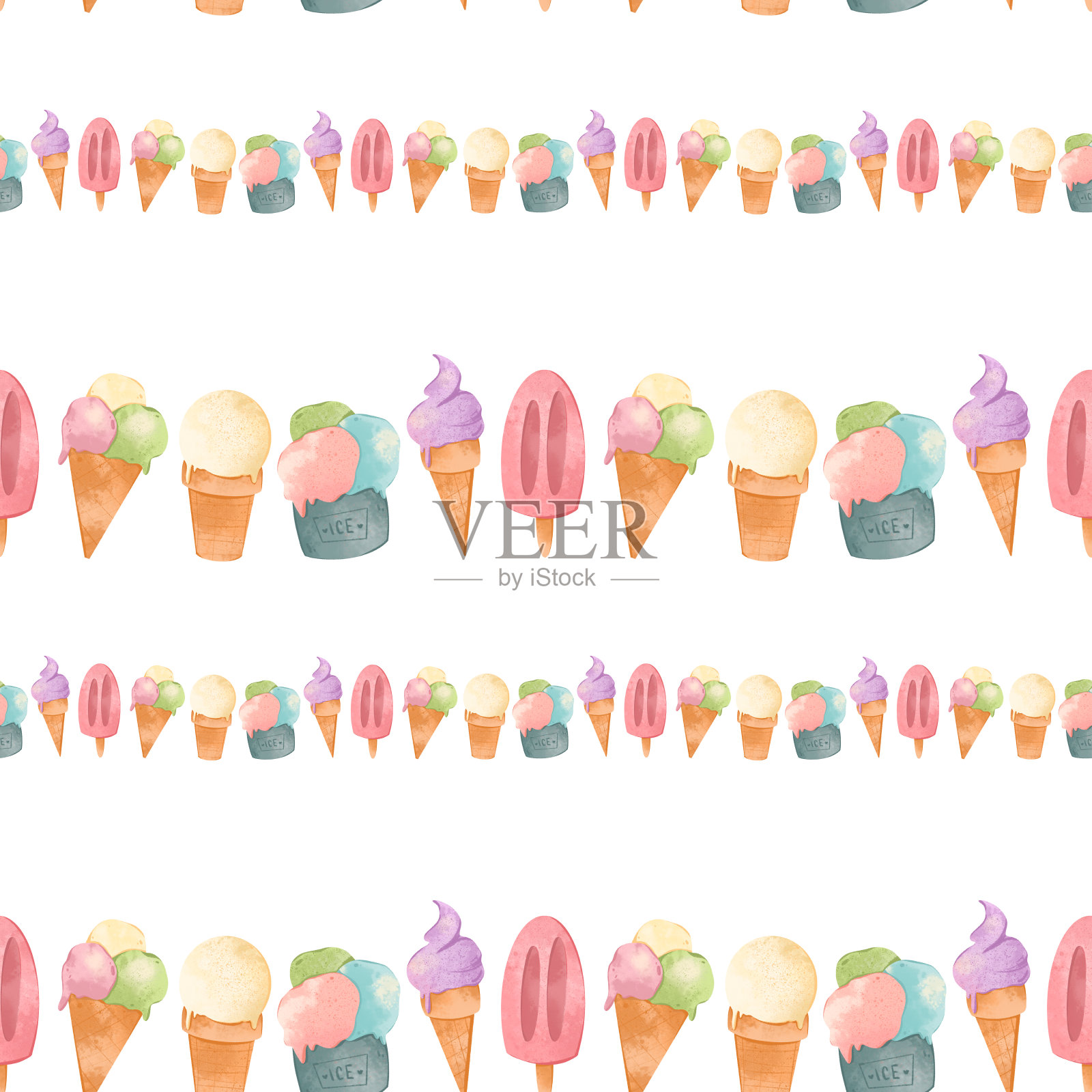 可爱的冰淇淋装在华夫饼杯里设计元素图片