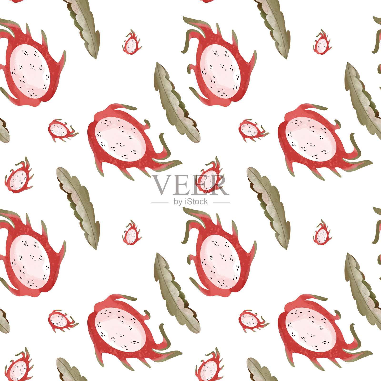 卡哇伊的热带水果插画图片素材