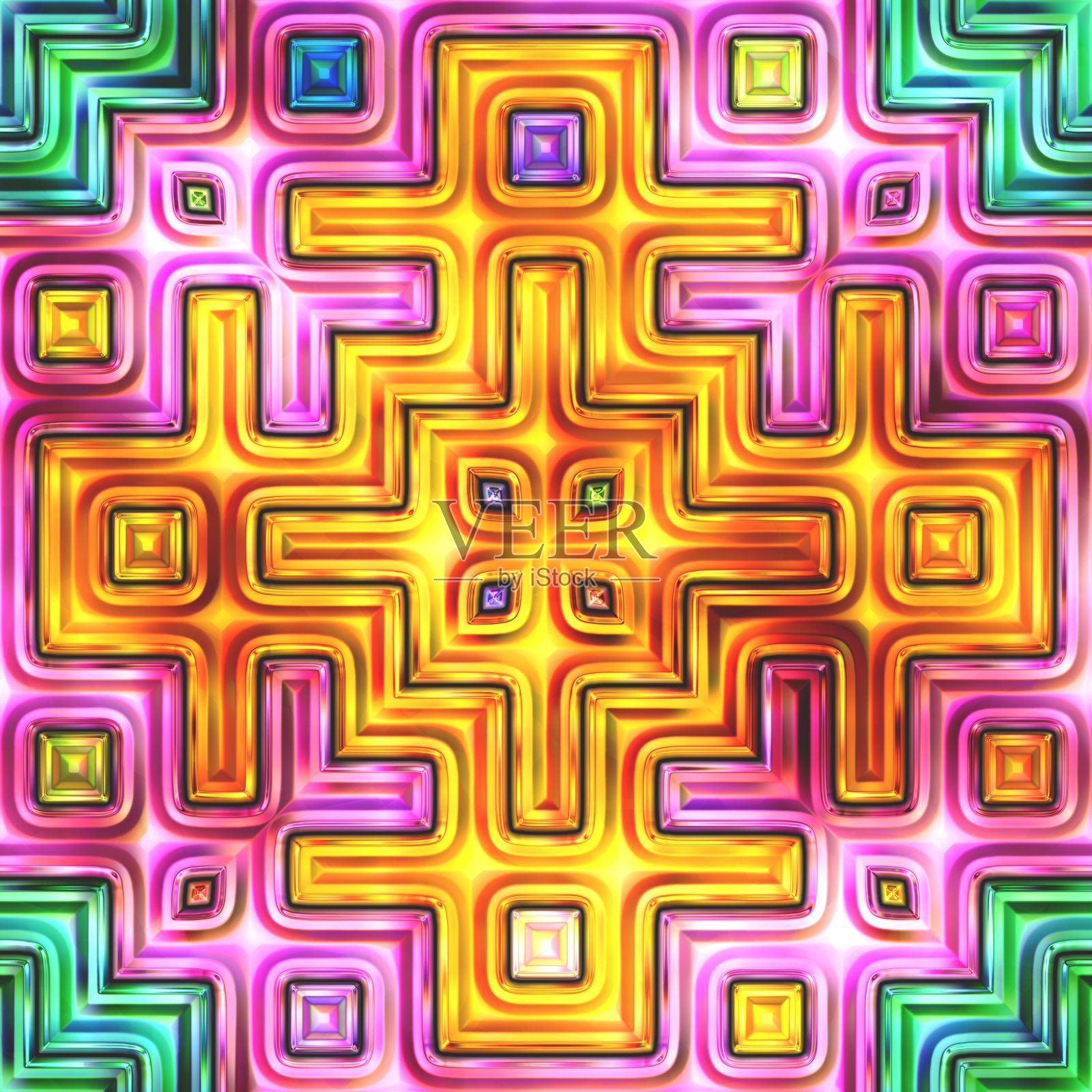 无缝纹理抽象亮丽亮丽的几何形状插画图片素材