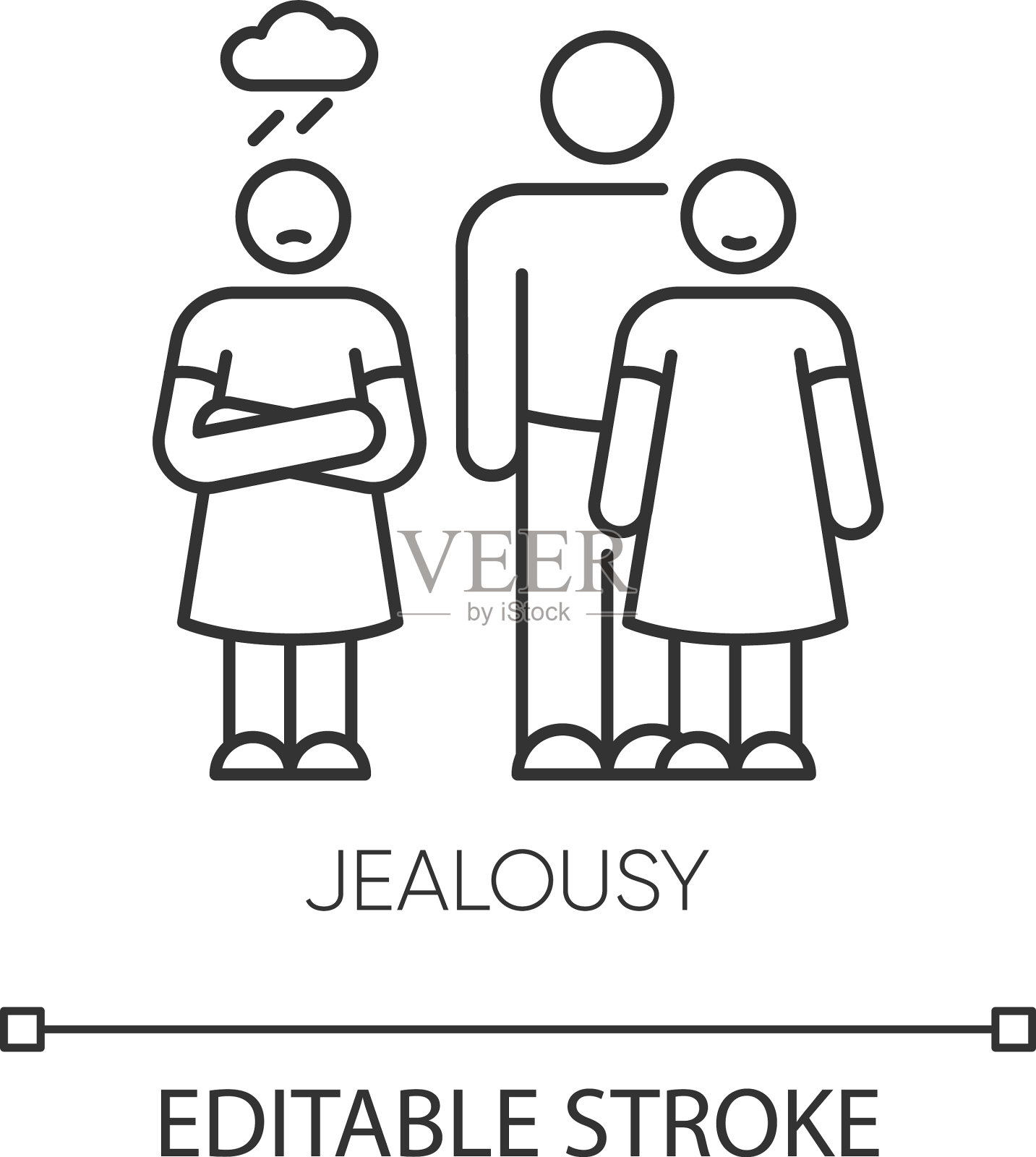 嫉妒像素完美线性图标插画图片素材