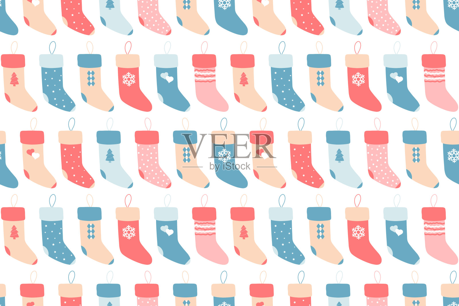 无缝图案的圣诞袜。向量。插画图片素材